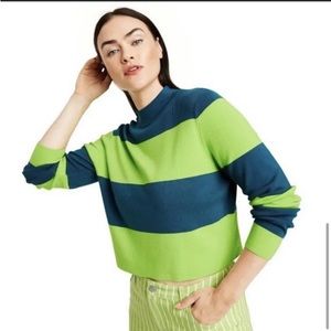 Victor Glemaud for Target Cropped Mock Neck Striped Sweater